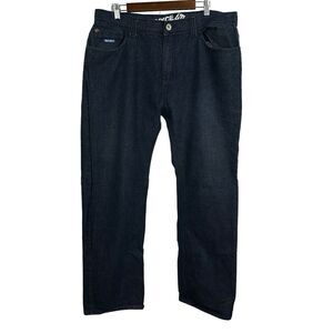 ENYCE Vintage Dark Wash Jeans Mens Y2K Baggy Embroidered Hip Hop Skate Rap 40x32